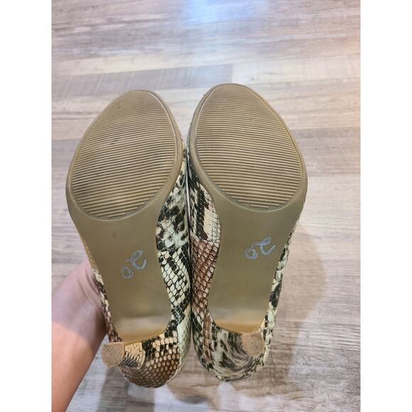 Steve madden womens 6.5 brown and tan snake skin print Lonni heels - Picture 6 of 8